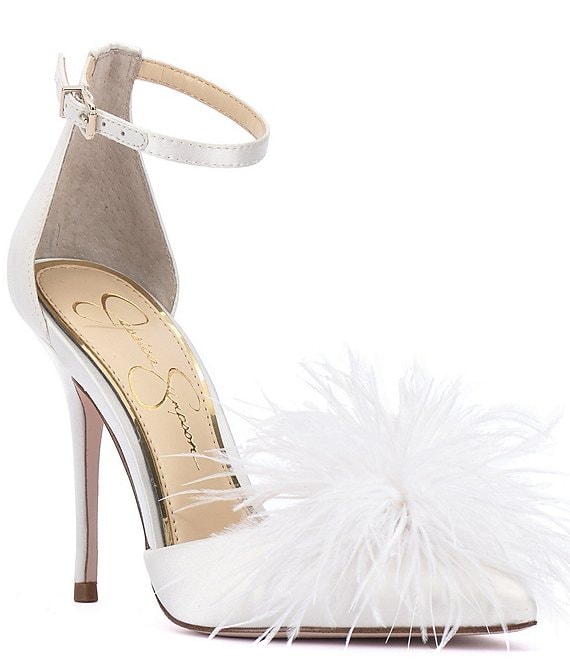 Jessica Simpson Wolistie Feather Ankle Strap Stiletto Women's Dress ...