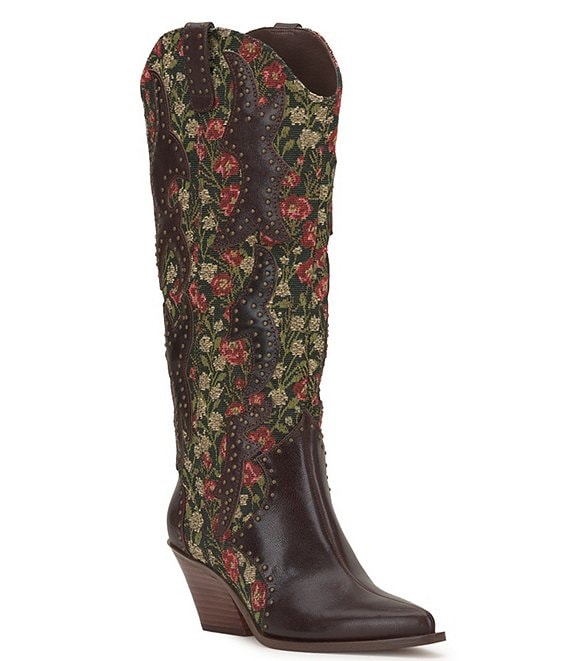 Jessica Simpson Zaikes Floral Studded Tall Western Boots