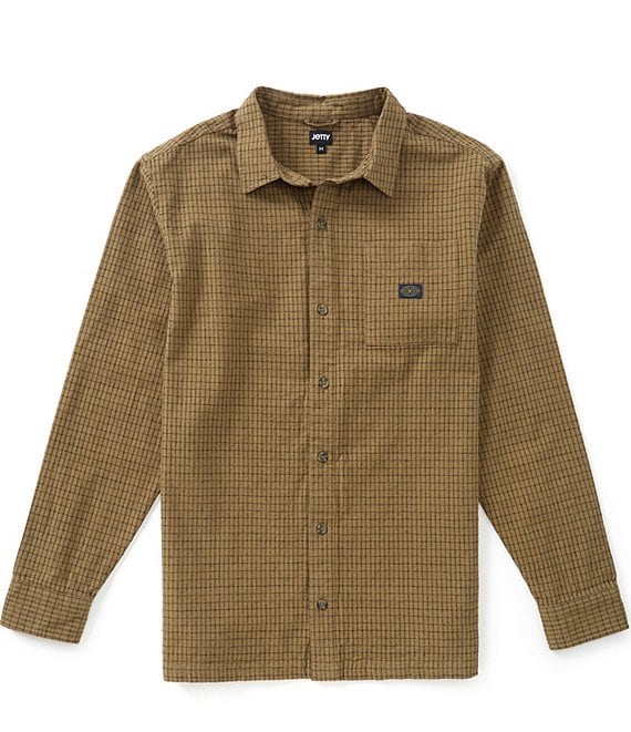 JETTY Folly Micro Plaid Long Sleeve Woven Shirt