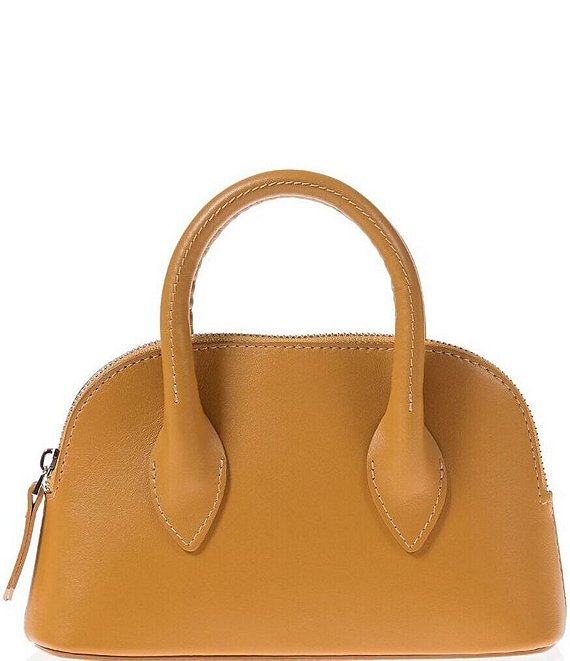 Color:Mustard Yellow - Image 1 - Mini Lady D Leather Satchel Bag