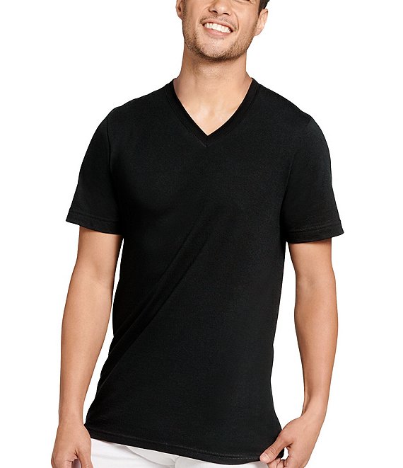 Color:Black - Image 1 - 2-Pack Signature USA V-Neck T-Shirt