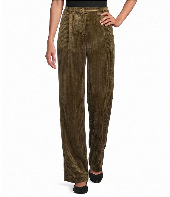 John Mark Corduroy Front Pleat Front Tab Wide Leg Pant