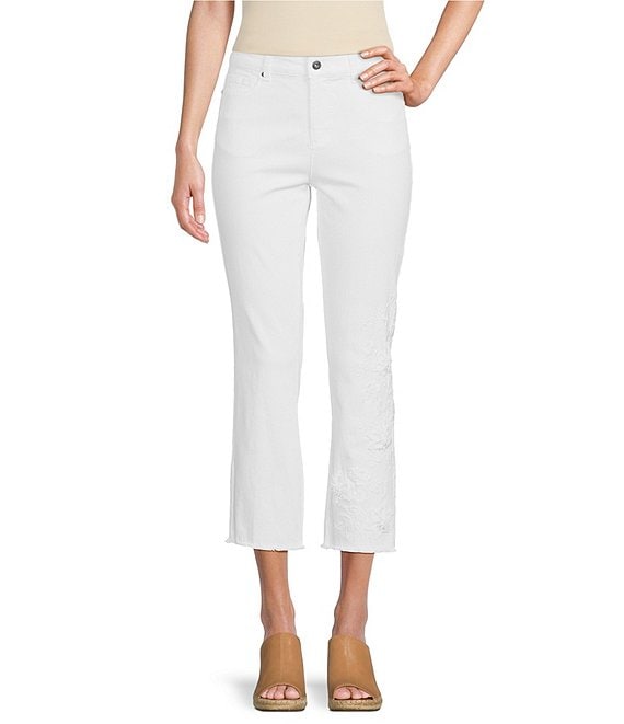 John Mark Embroidered 3-D Flower Crop Jeans | Dillard's