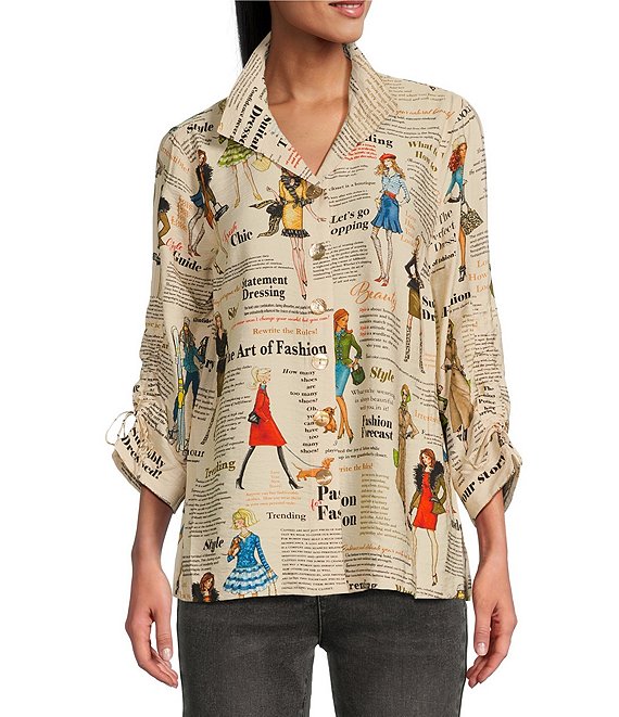 John Mark Fashion Printed Wire Collar Cinch Tie Sleeve John Mark Fashion Printed Wire Collar Cinch Tie Sleeve