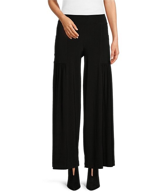 John Mark Flat Front High Rise Wide Leg Patch Pocket Pull-On Pants
