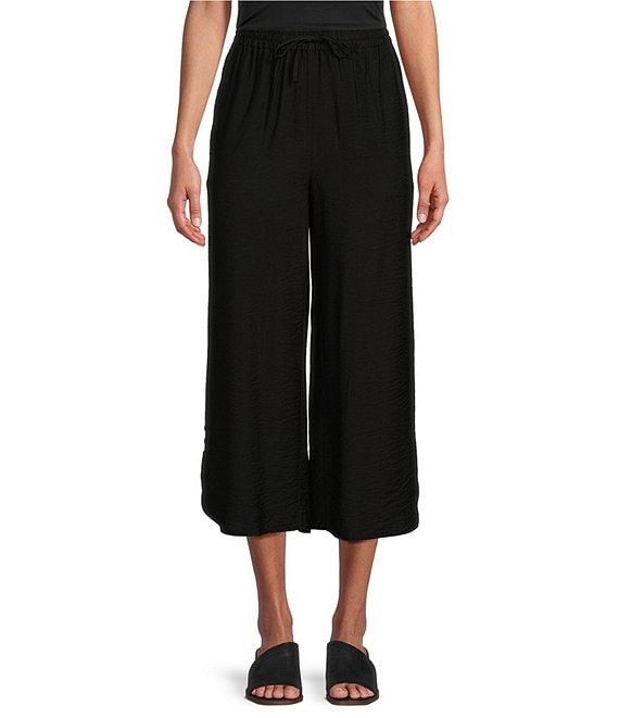 John Mark Petite Size Pull-On Curved Side Hem Crop Pants | Dillard's