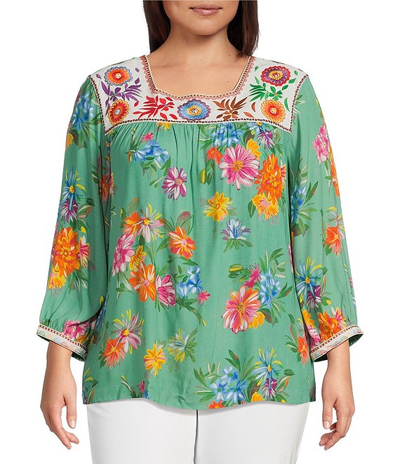 Women's Lace-Up Embrodered Poet Blouse - - Plus Sze 4X | Poet Blouse