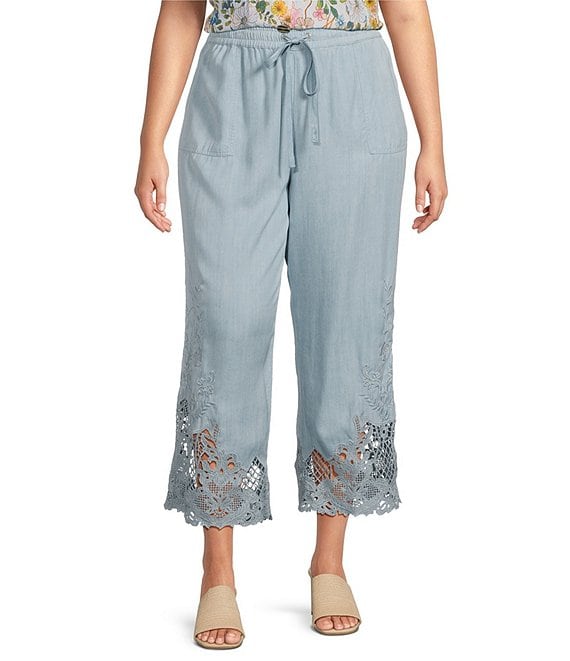 Pants with lace hem detail - Women