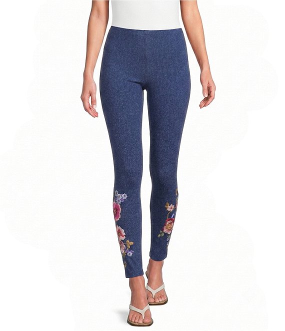 ウェア JON JOHNNY WAS Embroidered Floral Hem Pull-On Knit Leggings | Dillard's