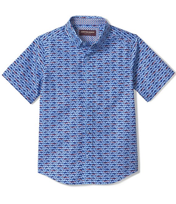 Johnston Murphy LittleBoys 4-16 Short Sleeve Pirate Print Shirt - M