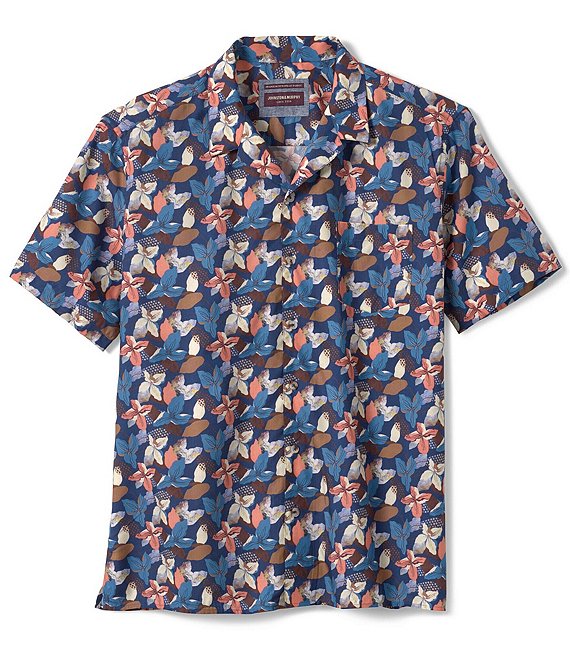 Johnston & Murphy Abstract Floral Print Short Sleeve Woven Camp