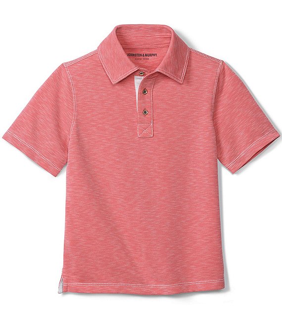 Color:Coral - Image 1 - Big Boys 8-20 Short Sleeve Slub Polo Shirt