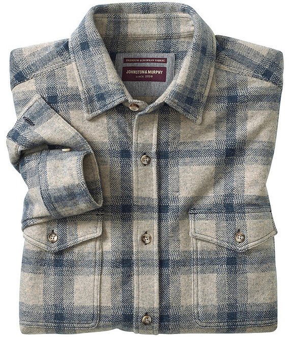 Johnston & Murphy Brushed Windowpane Long Sleeve Woven Shirt