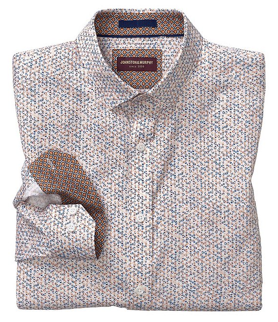 Johnston & Murphy Geo Petal Print Long-Sleeve Woven Shirt | Dillard's