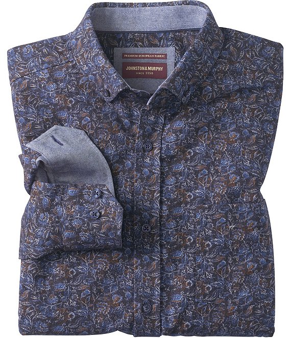 Johnston & Murphy Lane Printed Long Sleeve Woven Shirt