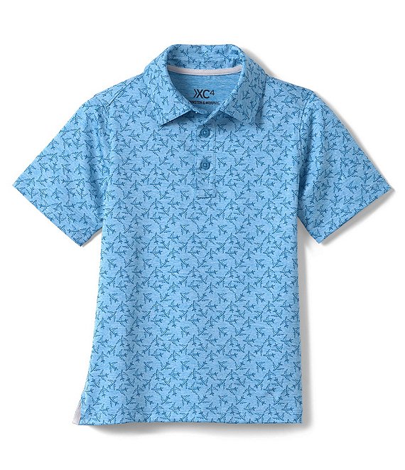 Johnston & Murphy Little/Big Boys' 4-16 Short Sleeve XC4 Performance Tonal  Airplane Polo Shirt