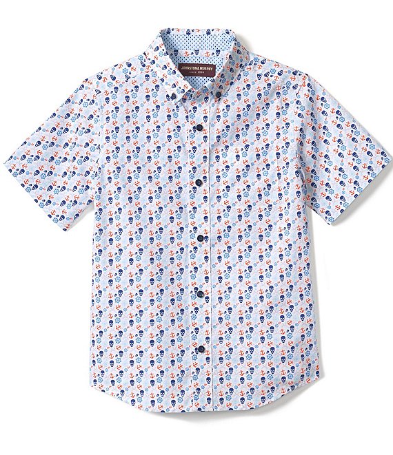 Johnston & Murphy Little/Boys 4-16 Short Sleeve Pirate Print Shirt ...