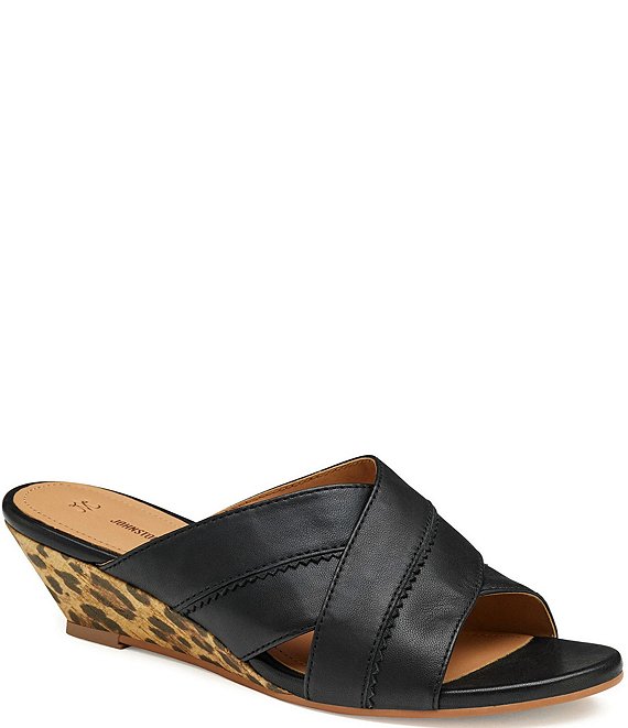 Johnston & Murphy Marlena Leather Cheetah Print Wedges | Dillard's