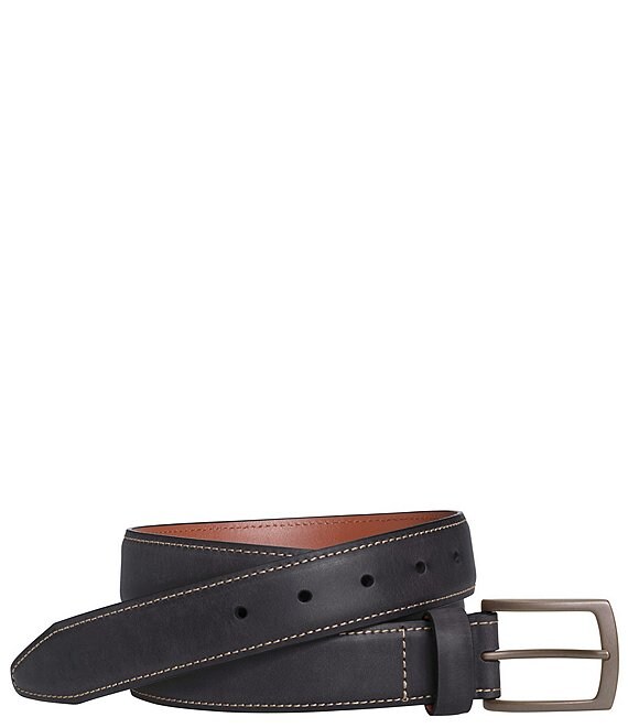 Johnston & Murphy Men's Distressed Oiled Leather Casual Belt