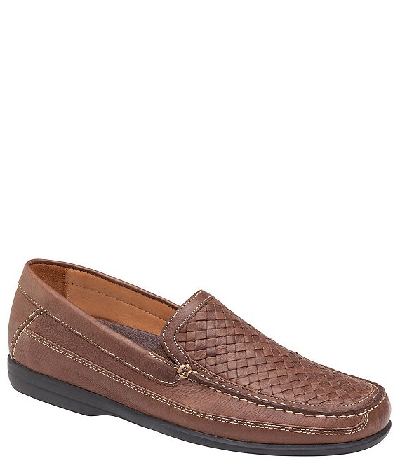 Color:Tan - Image 1 - Men's Locklin Woven Venetian Leather Loafers