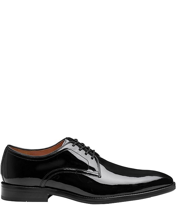 men's dress shoes patent leather Perry Ellis Outlet Men's Patent Leather Slip-On Shoes in Black, Size 7.5, Regular