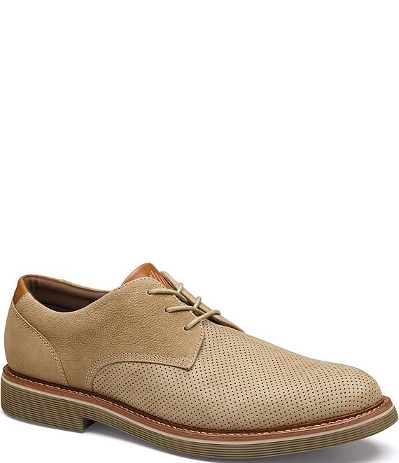 Johnston & Murphy Men's Tyson Perforated Nubuck Plain Toe Oxfords
