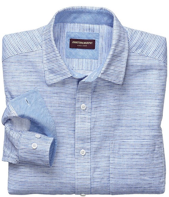 Johnston & Murphy Ombre Box Linen Long-Sleeve Woven Shirt | Dillard's