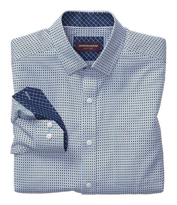 Johnston & Murphy Outlined Squares Sleeve Woven Shirt | Dillard's