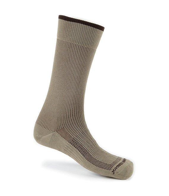 Color:Taupe - Image 1 - Pindotted First in Comfort Dress Socks