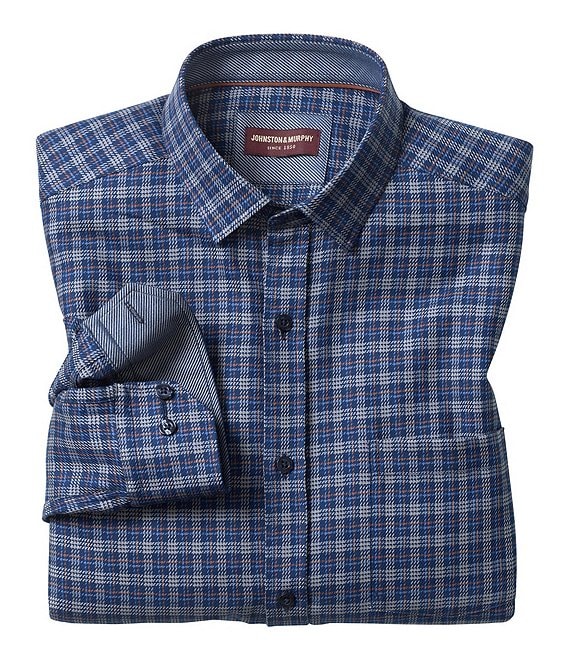 Johnston & Murphy Twill Triple Grid Long Sleeve Woven Shirt