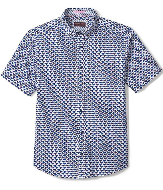 Johnston & Murphy Whale Print Short-Sleeve Woven Shirt | Dillard's