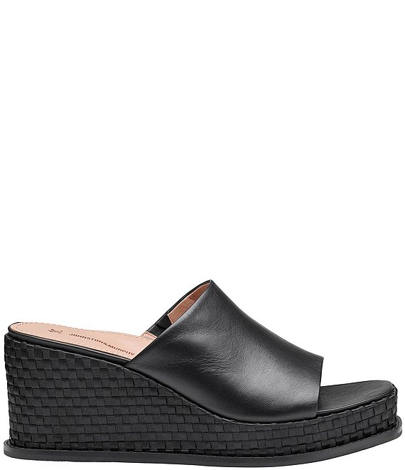 Woven Metallic Leather Mules For Women – Square Toe Slides With