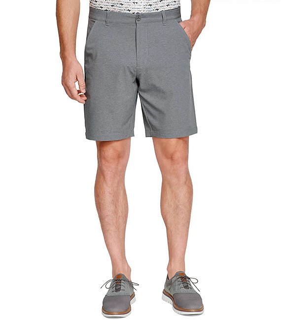 Johnston & Murphy XC4 Performance Stretch Heathered Flat Front 9#double; Inseam Shorts