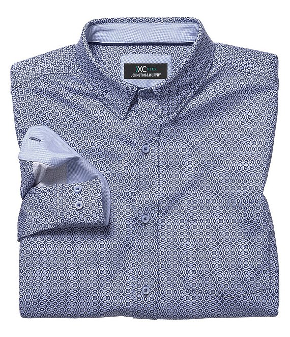 Johnston & Murphy XCFlex Performance Stretch Diamond Grid Long Sleeve ...