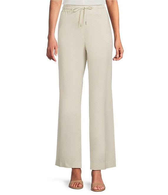 Jones New York Linen Blend Straight Leg Drawstring Pants