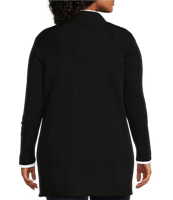 Jones New York Plus Size Icon Side Slit Hem Open-Front Cardigan