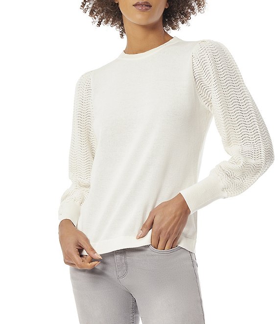 Puff sleeve crew online neck sweater