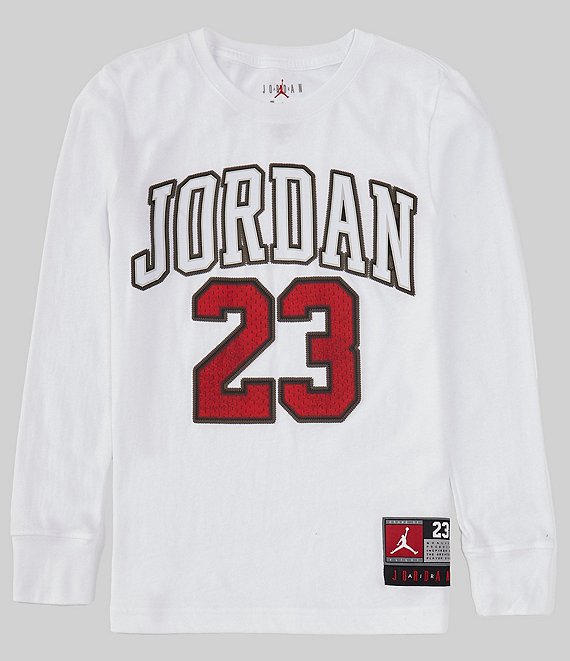 NIKE Air Jordan Boys Jumpman 23 Dri-Fit T-Shirt (Large, White)