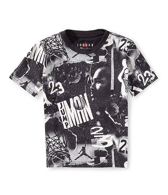 Jordan Little Boys Short Sleeve Allover Printed Collage T-Shirt