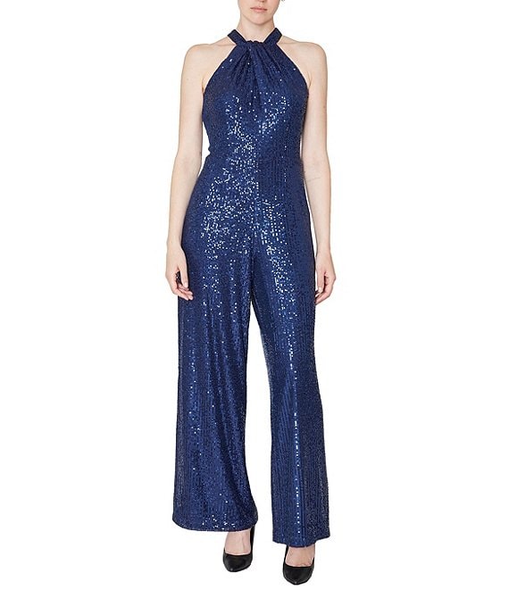 Julia Jordan Halter Neck Sequin Jumpsuit | Dillard's