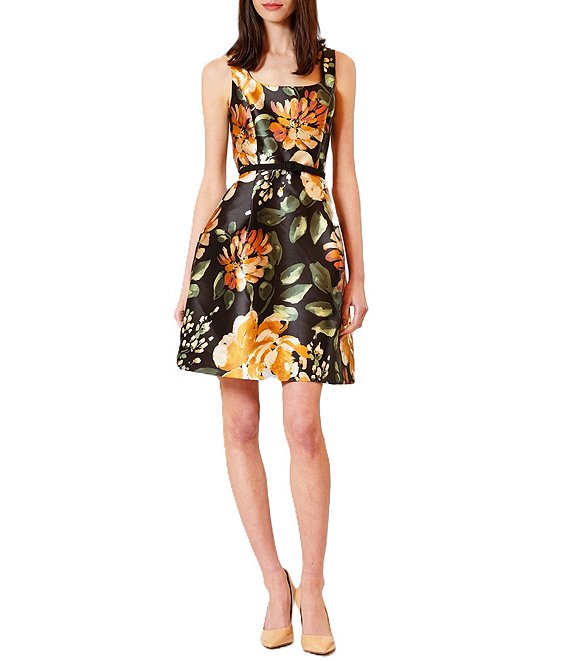 black and gold jordan dress Julia Women's Floral Cocktail Minidress - Long sleeve