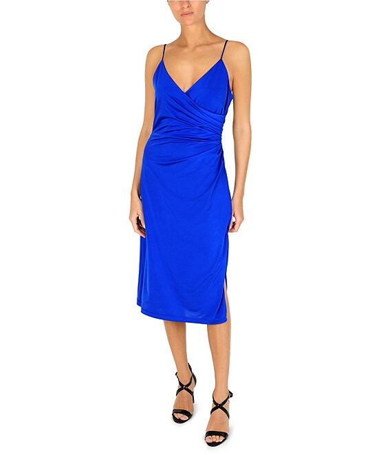 Julia Jordan Stretch Satin Jersey Surplice V-Neckline Spaghetti Strap ...