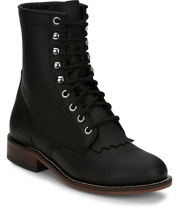 Justin Boots Mckean Leather Kiltie Lace Up Booties