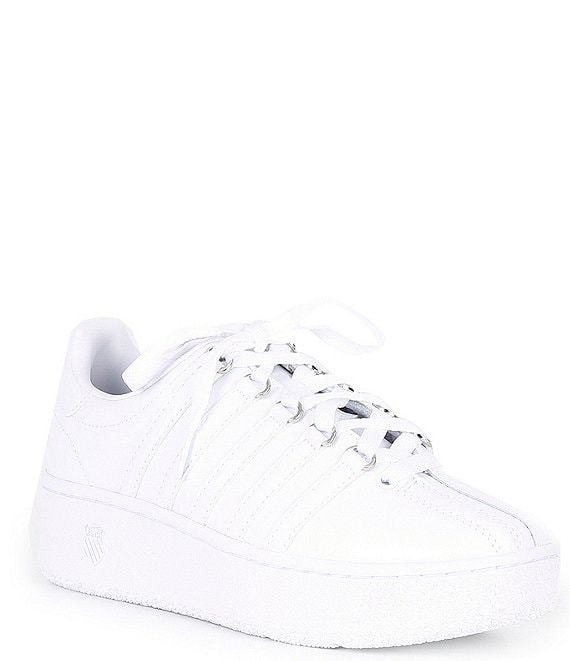 Color:White/White - Image 1 - Women's Classic VN Leather Retro Platform Sneakers