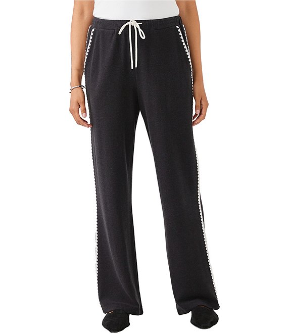 Karen Kane Edge Brushed Stretch Double Knit Front Drawstrings Wide Leg Coordinating Sweatpants