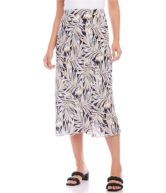 Karen Kane Floral Print Bias Cut A-Line Midi Skirt | Dillard's
