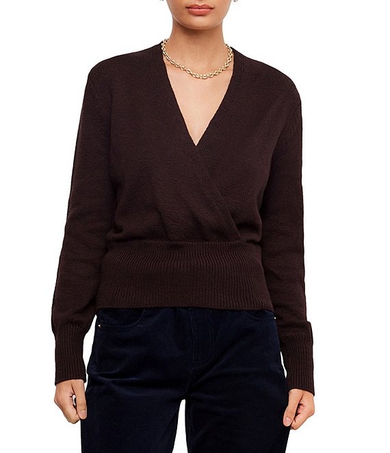 Karen Kane Knit V Neck Long Sleeve Wrap
