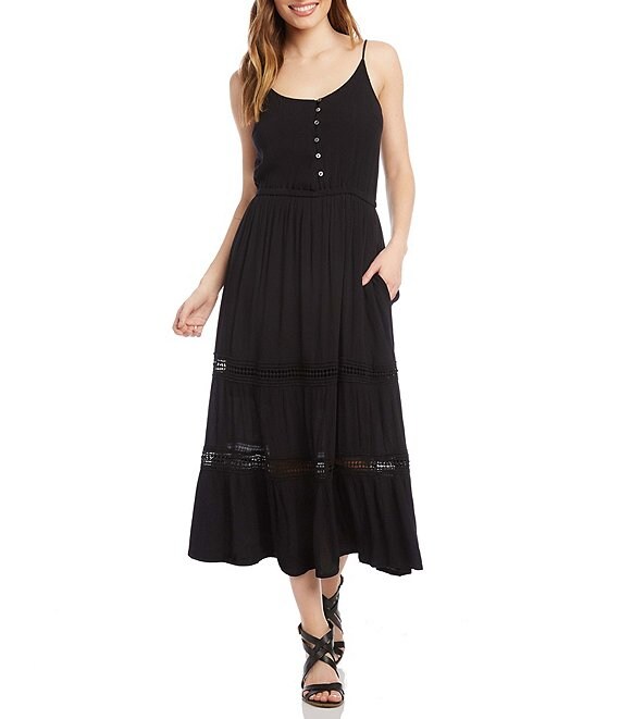 Karen Kane Lace Inset Scoop Neck Sleeveless Elastic Waist Dress | Dillard's