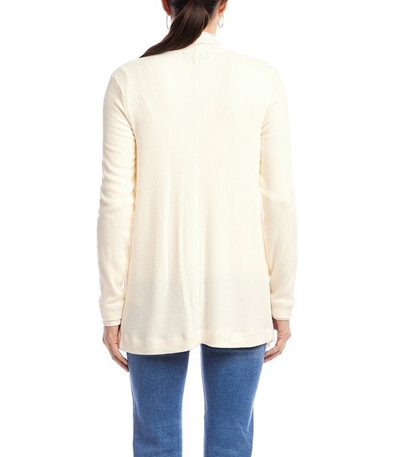Karen Kane Petite Size Brushed Ribbed Draped Long Sleeve Open