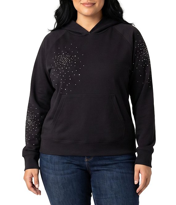 Karen Kane Plus Size Soft Modal Knit Embellish Hoodie Long Sleeve Pullover Coordinating Sweatshirt